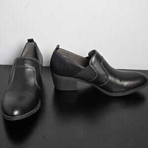 Euro Soft black western bootie slip on block heel 9-M